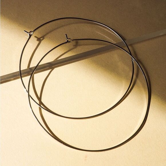 Luv AJ Capri Wire Hoop Earrings (Silver) - Picture 3 of 8